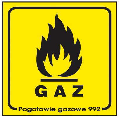 Znak uzupełniający - gaz "Gaz" 100 x 100 mm