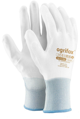 Rękawice powlekane poliuretanem białe wysoka manualność rozm. 10 OGRIFOX