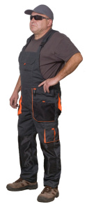 Spodnie robocze ogrodniczki MONTER rozm. XS (44 / 200 cm) - pomarańczowe wstawki