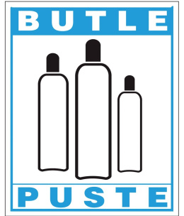 Znak uzupelniający - gaz "Butle puste" 105 x 205 mm