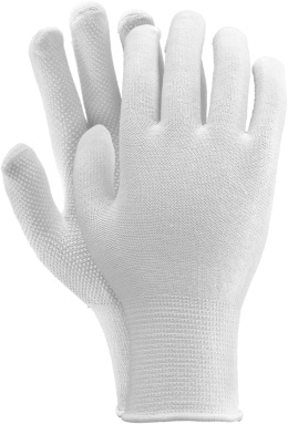 Rękawice dziane z jednostronnym mikronakropieniem białe rozm. 10 Reis