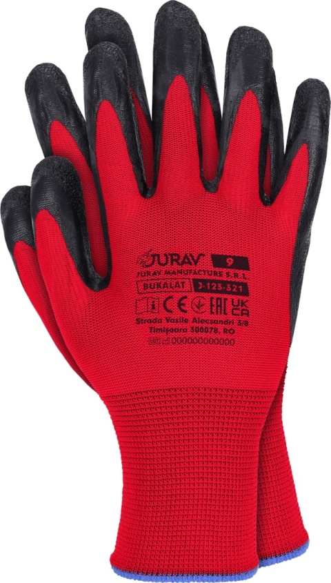 Rękawice Powlekane Lateksem | Wysoka Manualność i Chwytność | Elastyczne rozm. 9 JURAV