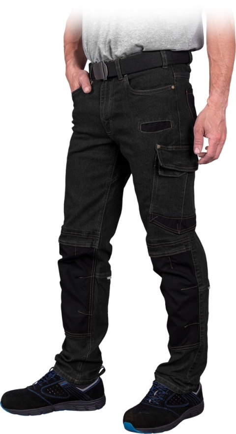 Spodnie wykonane z elastycznego jeansu rozm. 46 czarne Reis