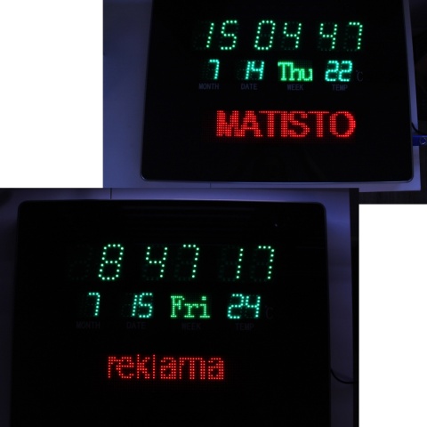 Tablica reklamowa LED z zegarem i termometrem oraz reklamą