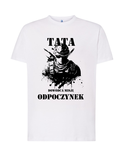 KOSZULKA z ZABAWNYM NAPISEM t-shirt MĘSKA "TATA — DOWÓDZCA OPERACJI ODPOCZYNEK"