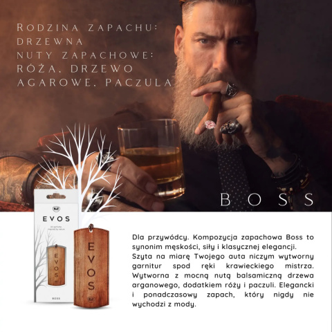 Zapach do auta zawieszka drewniana EVOS Boss K2
