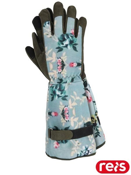 Długie rękawice robocze do ogrodu - skóra syntetyczna, regulowane REIS