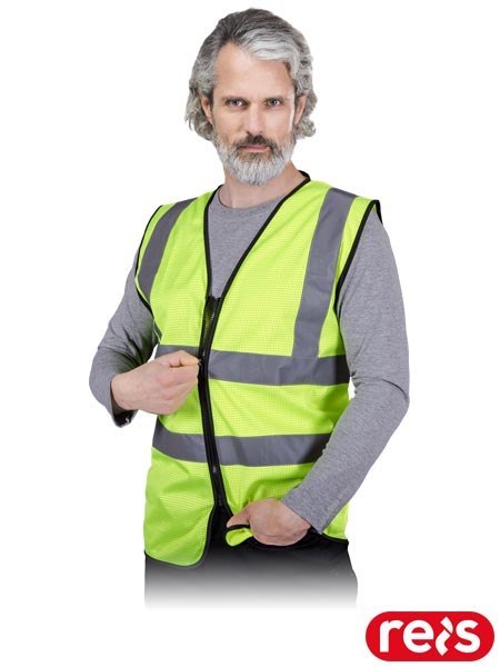 Kamizelka Ostrzegawcza z Siateczki, Zapięcie na Suwak, Norma EN ISO 20471 REIS