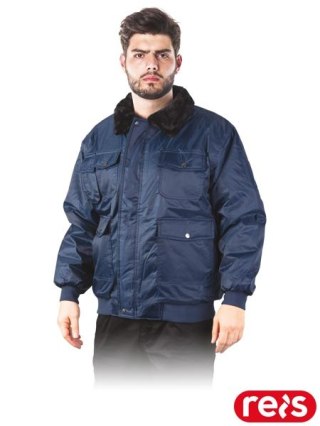 Kurtka zimowa BOMBER dla firm ochroniarskich z kołnierzem z kożuszka REIS