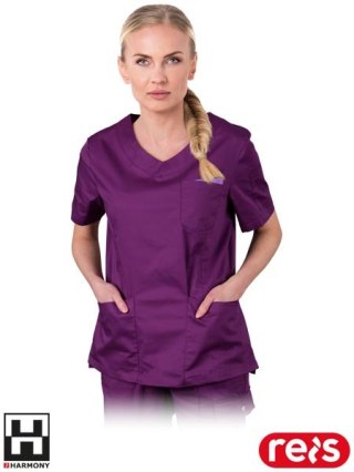 Bluza Ochronna Damska OSSIA Krótki Rękaw | Elastyczna, Oddychająca | Dekolt V, Multi-Kieszenie | Medycyna, Kosmetyka REIS