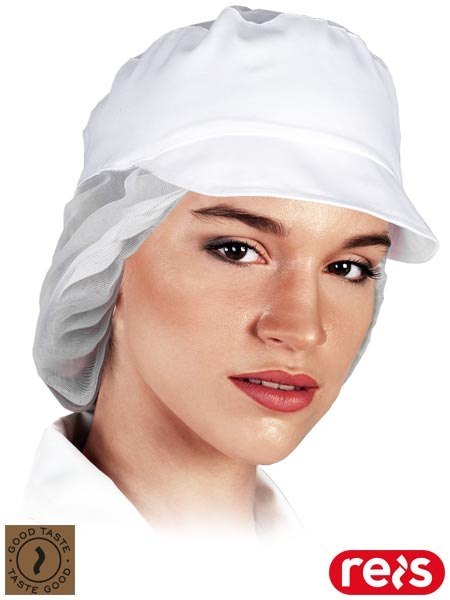 Czapka dla kucharza BERGO - z daszkiem i siatką na włosy REIS