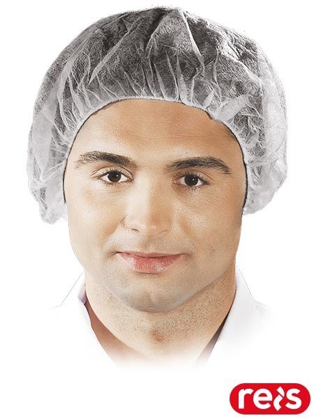 Czepek ochronny typu pieczarka z gumką – jednorazowy, polipropylenowy, 100 szt. REIS