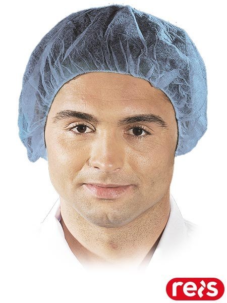 Czepek ochronny typu pieczarka z gumką – jednorazowy, polipropylenowy, 100 szt. REIS