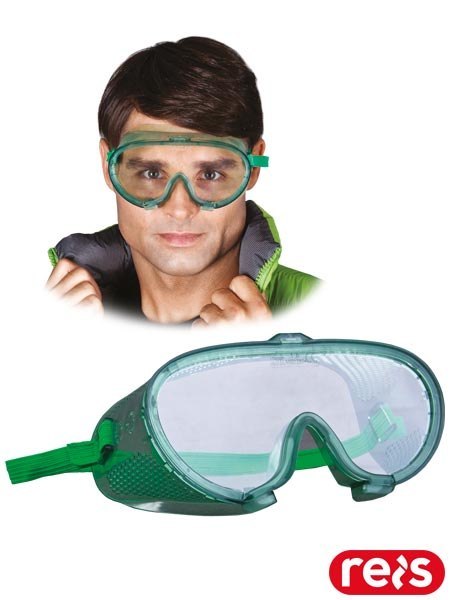 Gogle Ochronne Przeciwodpryskowe Klasa B (120 m/s) | Antyparujące, Poliwęglan | Regulowana Gumka | EN166 REIS