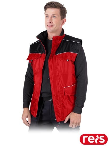 Bezrękawnik roboczy zimowy - z odblaskami, kołnierz z polarem, 4 kieszenie REIS