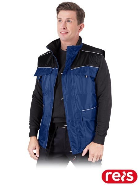 Bezrękawnik roboczy zimowy - z odblaskami, kołnierz z polarem, 4 kieszenie REIS