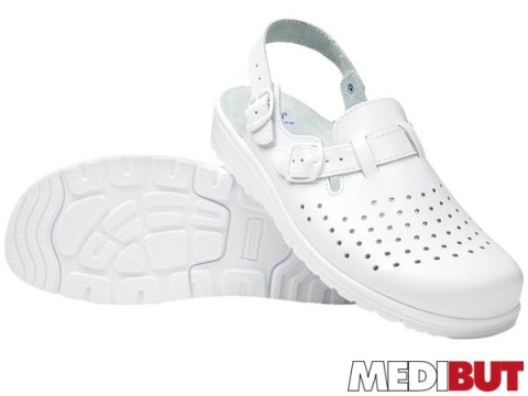Klapki Męskie Medyczne Białe | Skóra Naturalna | Dezynfekowalne | EN 20347 MEDIBUT