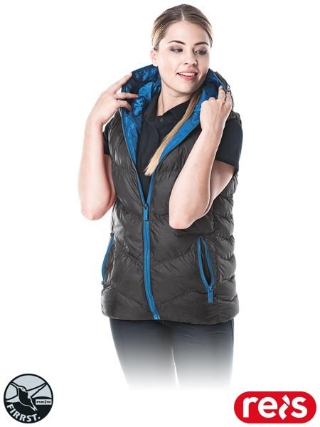 Damski Bezrękawnik Pikowany – Ciepły, Wodoodporny z Kapturem i Ściągaczami REIS