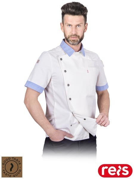 Męska Bluza Kucharska Bawełniana – Krótki Rękaw z Wentylacją i Funkcjonalnymi Kieszeniami REIS