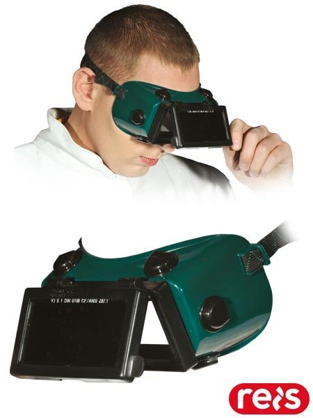 Gogle Spawalnicze z Prostokątną Szybką Ochrona EN175 Odchylane Filtry REIS