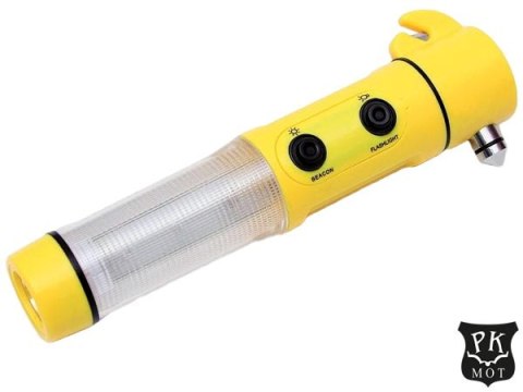 Latarka samochodowa 4w1, latarka życia - młotek do szyb, nóż do pasów PK-MOT