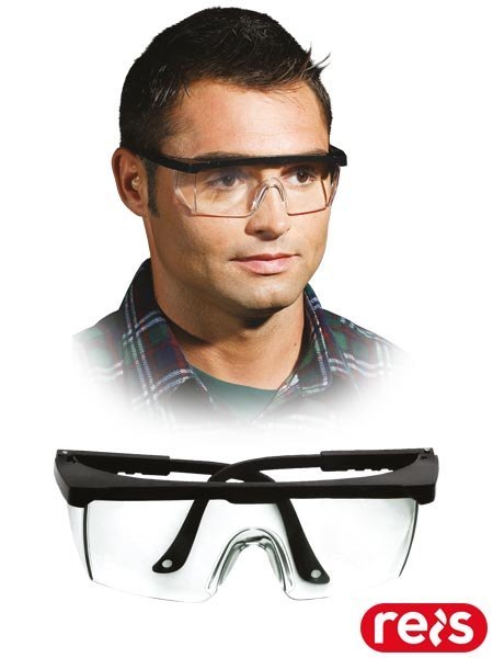 Okulary Ochronne Przeciwodpryskowe Klasa 1 | Regulowane | Ochrona F | EN166 | REIS