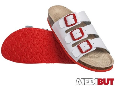 Obuwie Medyczne na Korku | Skóra Dezynfekowalna | 3 Paski | EN 20347 MEDIBUT