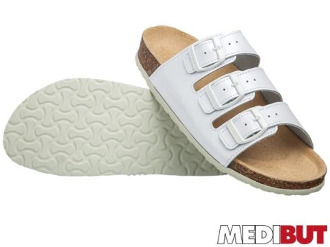 Obuwie Medyczne na Korku | Skóra Dezynfekowalna | 3 Paski | EN 20347 MEDIBUT