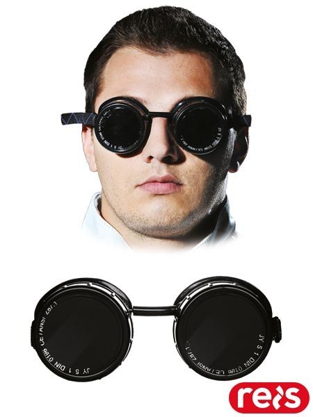 Gogle Spawalnicze z Okrągłymi Szybkami Ochrona Przed Promieniowaniem Odpryskami REIS