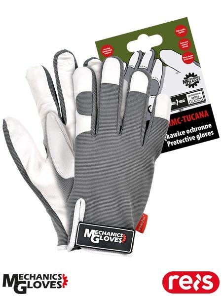 Rękawice Ochronne Skórzane z Rzepem, do Prac Mechanicznych REIS