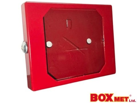 Szafka na klucz ewakuacyjny ECO – Stalowa, z szybką plexi, czerwona BOXMET LTD.