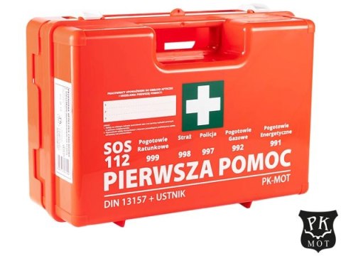 Apteczka Zakładowa Przenośna ABS – Wyposażenie DIN 13157:2009 z Wieszakiem PK-MOT