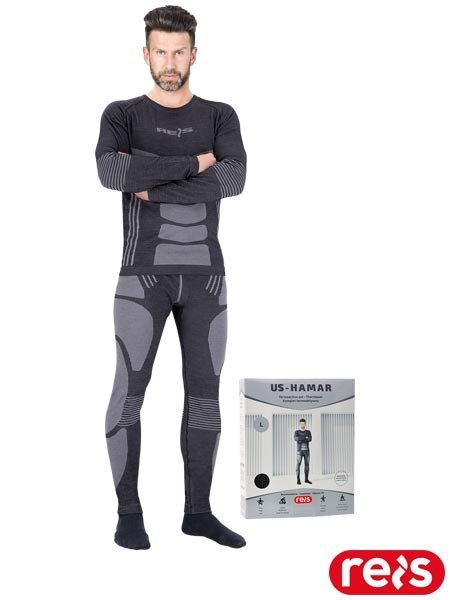 Bielizna termoaktywna męska komplet – wełna merino, bambus, poliester, koszulka i kalesony 250 g/m² REIS