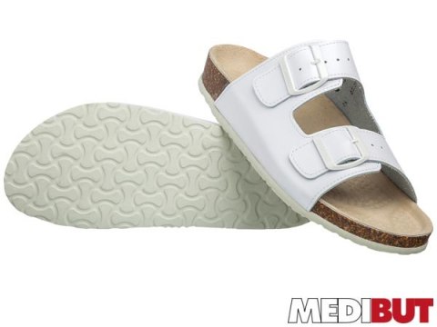 Klapki Męskie Medyczne na Korku | Skóra Naturalna | 2 Paski | EN 20347 MEDIBUT