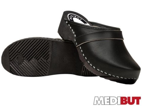 Pantolety Zdrowotne Drewniaki | Skóra Odporna na Mycie | Antypoślizgowe | EN 20347 MEDIBUT