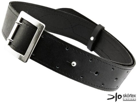 Pas Oficerski Skórzany Czarny 4,5 cm | Dwubolcowy | 125 cm | Skóra z Powłoką PU SKÓRTEX
