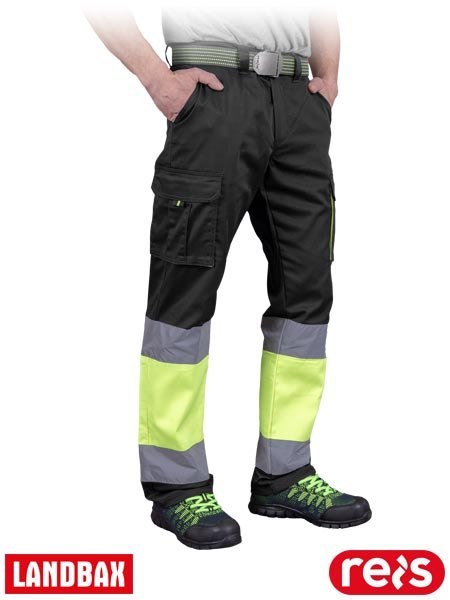 Spodnie ochronne męskie BAX - elastyczne, odblaski, z kieszeniami REIS