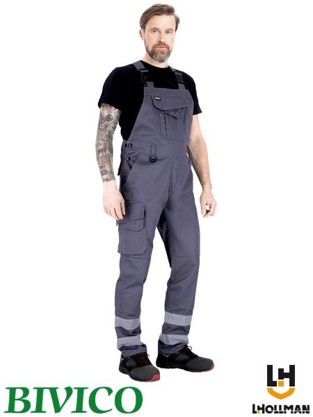Spodnie ogrodniczki męskie - Trwałe, z licznymi kieszeniami, odblaskami, do prac budowlanych L.HOLLMAN