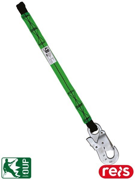 Linka Bezpieczeństwa z Hakiem Zatrzaskowym – 1,5 m, z Pętlami Tekstylnymi, EN354 REIS