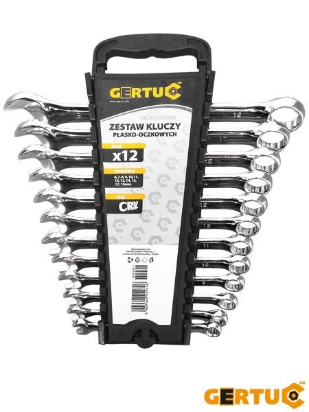 Zestaw Kluczy Płasko-Oczkowych CR-V – 12 Elementów dla Profesjonalistów GERTU