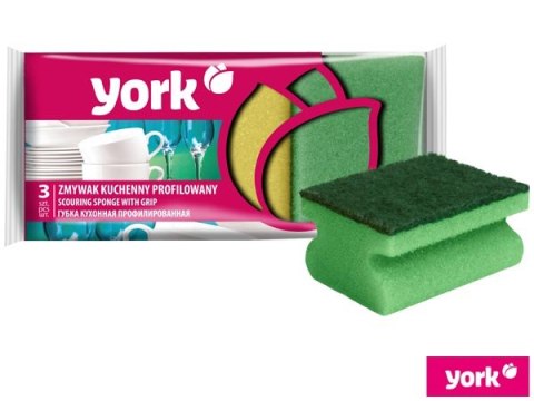 Zmywak kuchenny profilowany – Wielozadaniowy do mycia i szorowania (3 szt.) YORK