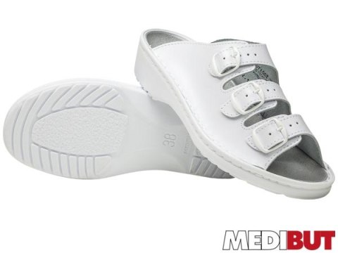 Klapki Zawodowe Skórzane | 3 Paski Regulacji | Profil Ortopedyczny | Szyte | EN 20347 MEDIBUT