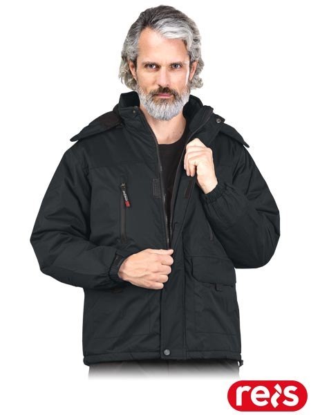Kurtka ochronna ocieplana polarem – wodoodporna, z regulowanym kapturem i kieszeniami REIS