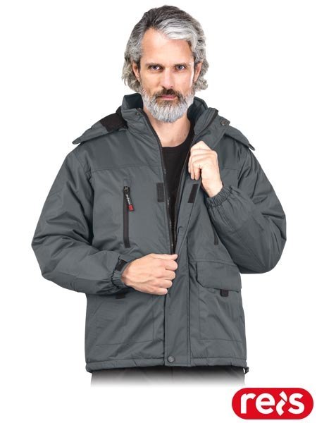 Kurtka ochronna ocieplana polarem – wodoodporna, z regulowanym kapturem i kieszeniami REIS