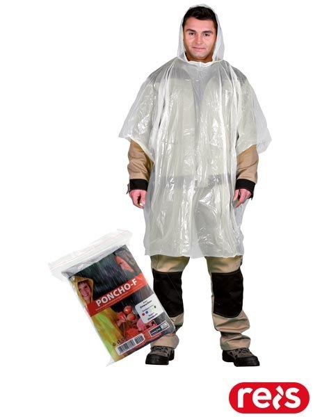 Peleryna Przeciwdeszczowa Poncho | Kompaktowa, Lekka | 100% Polietylen | Z Kapturem | Jednorazowa REIS