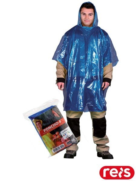 Peleryna Przeciwdeszczowa Poncho | Kompaktowa, Lekka | 100% Polietylen | Z Kapturem | Jednorazowa REIS