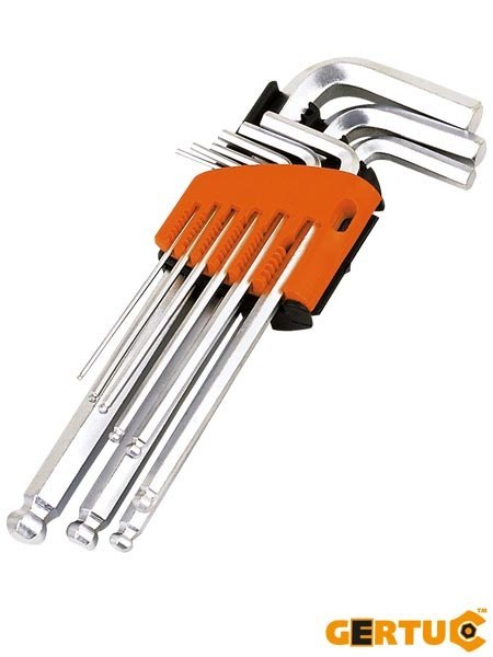 Klucze Imbusowe z Kulistymi Końcówkami – Zestaw 9 szt. ze Stali CR-V GERTU