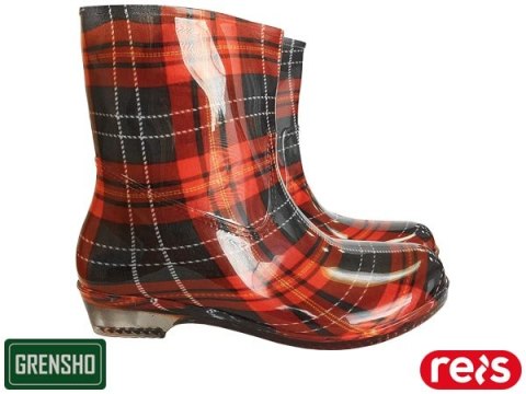 Damskie krótkie kalosze CHECK – wodoodporne buty PCV za kostkę, idealne na deszcz REIS