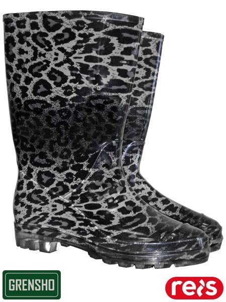 Damskie kalosze WILD w panterkę – wodoodporne buty PCV na deszcz REIS