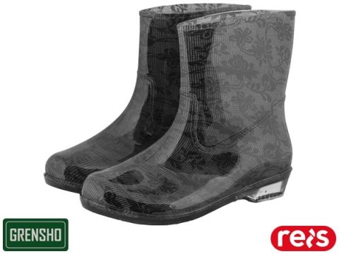 Damskie krótkie kalosze BLOOMI w kwiatki – wodoodporne buty PCV za kostkę na deszcz REIS